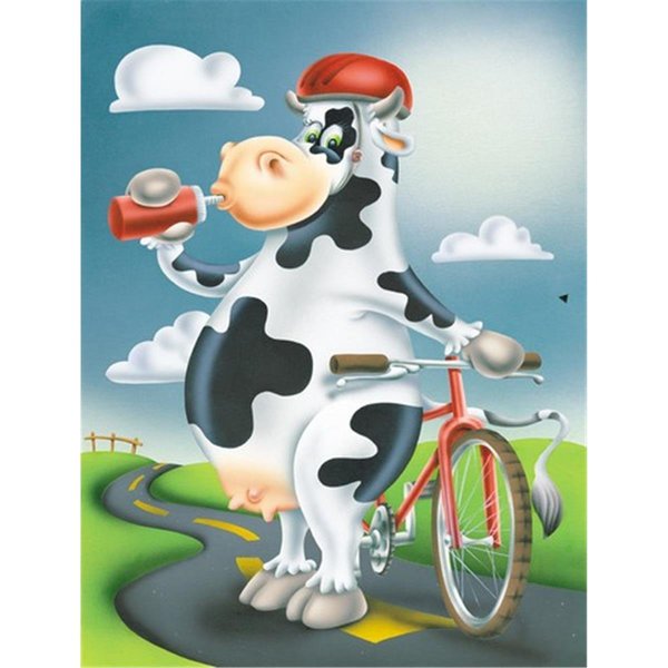 Patioplus Cow on a Bike Ride Flag Canvas House Size PA2557867